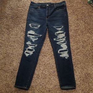American Eagle distressed super high rise jegging